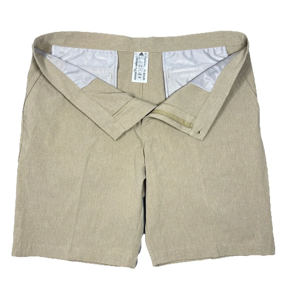 Adidas Aeroready Mens Performance Golf Casual Geometric Beige Tan Shorts 38‎